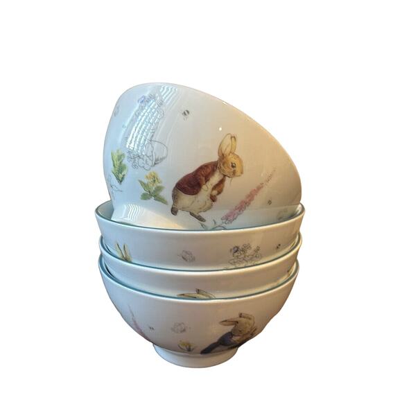 Beatrix Potter Peter Rabbit Porcelain Cereal Bowls Set of 4 Easter Spring New - Picture 6 of 10
